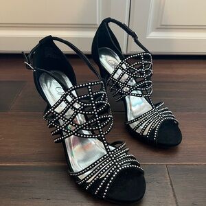 It’s OK Women’s SIZE 8M Elegant Embellished Black Strappy 4” Heels